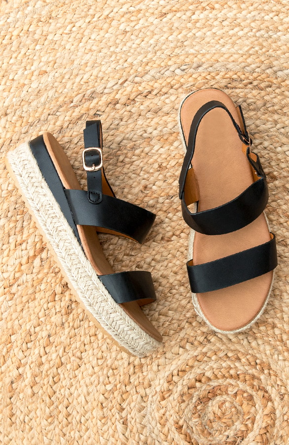 Seilsohlen Sandalen Riemchen Schwarz, Shoparchiv