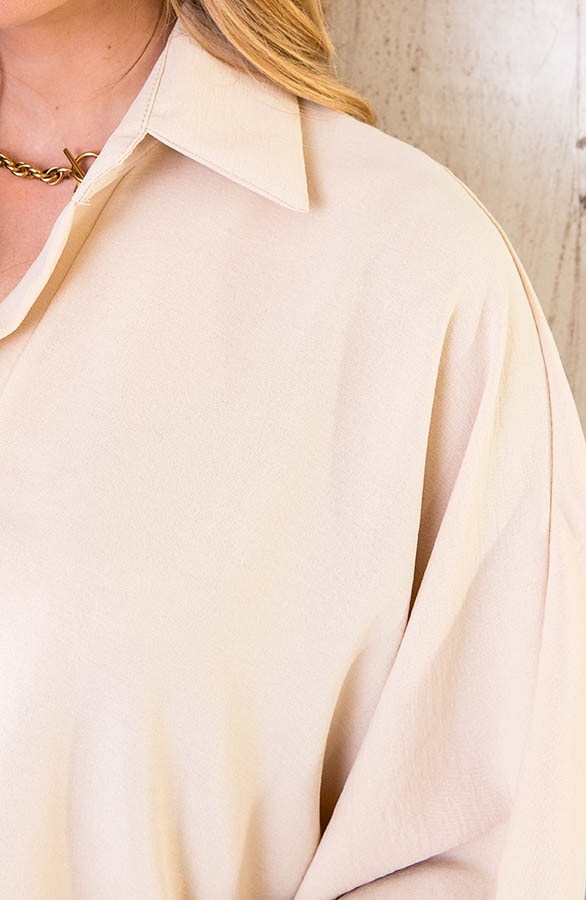Ultra Oversized Basic Blouse Beige – shoparchief, foto 5