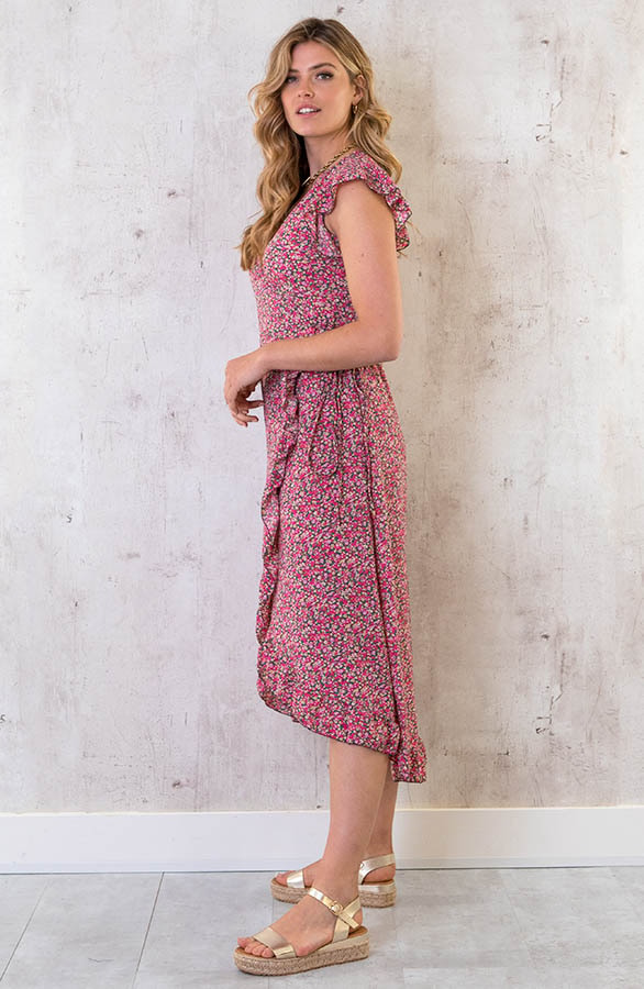 Bloemen Jurk Midi Roze – shoparchief, foto 2