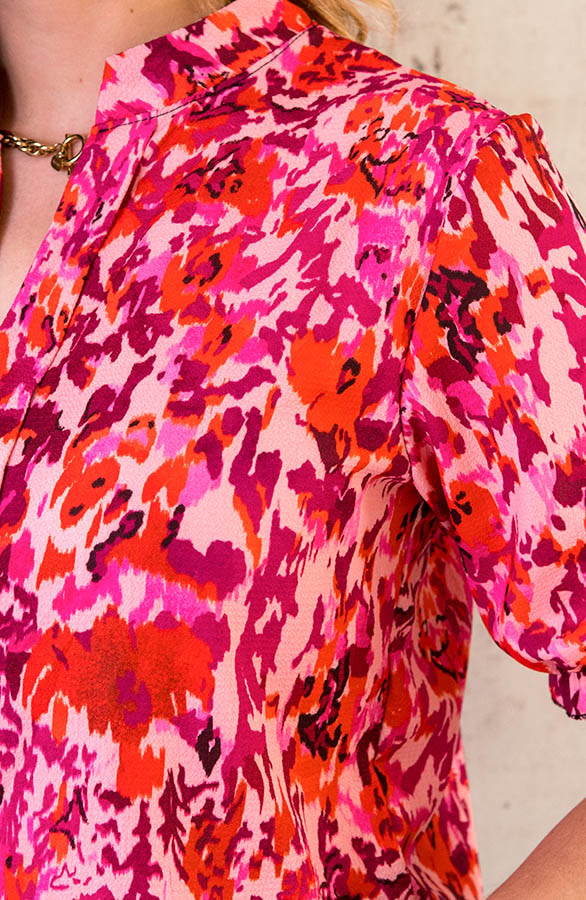 Blouse V-hals Print Roze Rood – shoparchief, foto 5