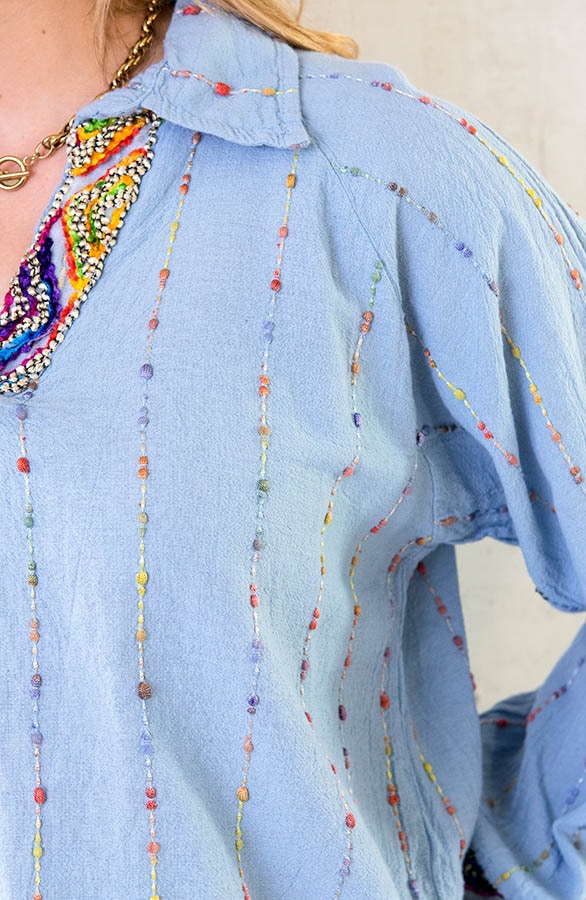 Boho Blouse Print Babyblauw – shoparchief, foto 4