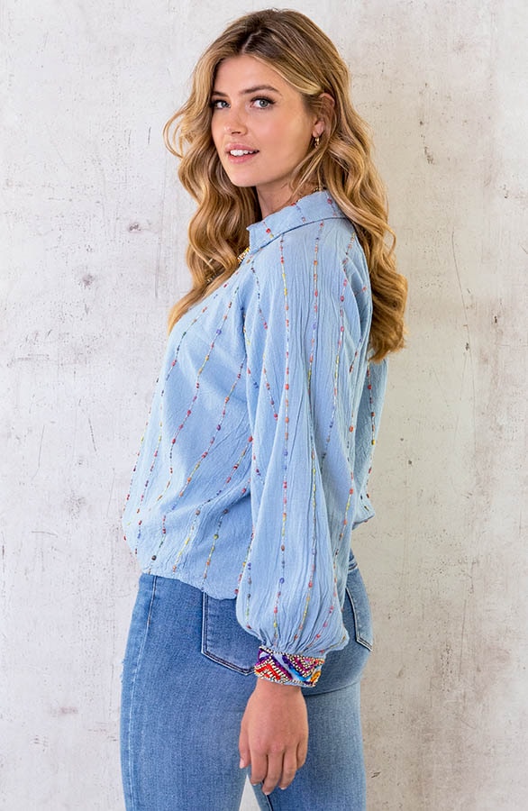 Boho Blouse Print Babyblauw – shoparchief, foto 3