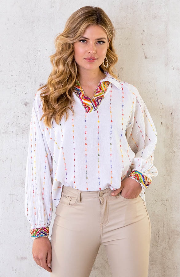 Boho Blouse Print Ecru – shoparchief, foto 5