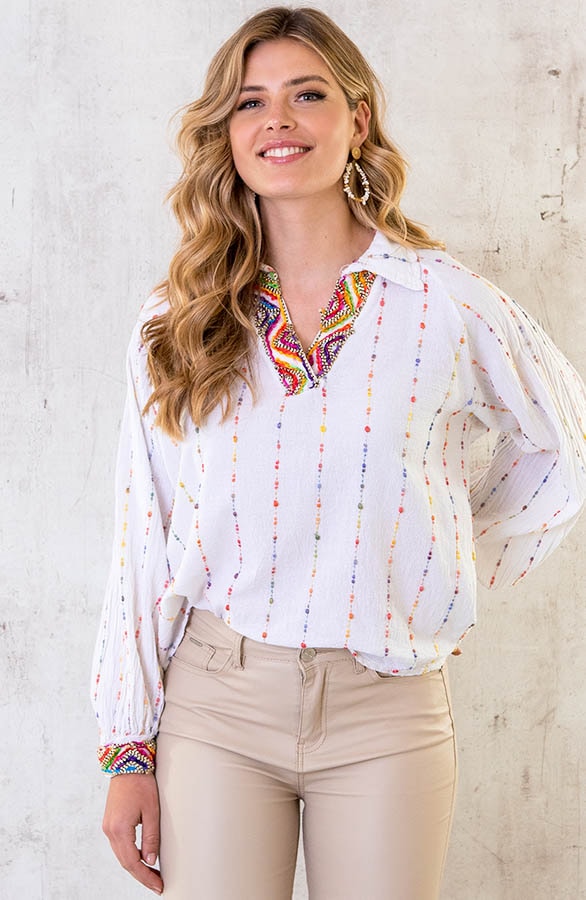 Boho Blouse Print Ecru – shoparchief, foto 9