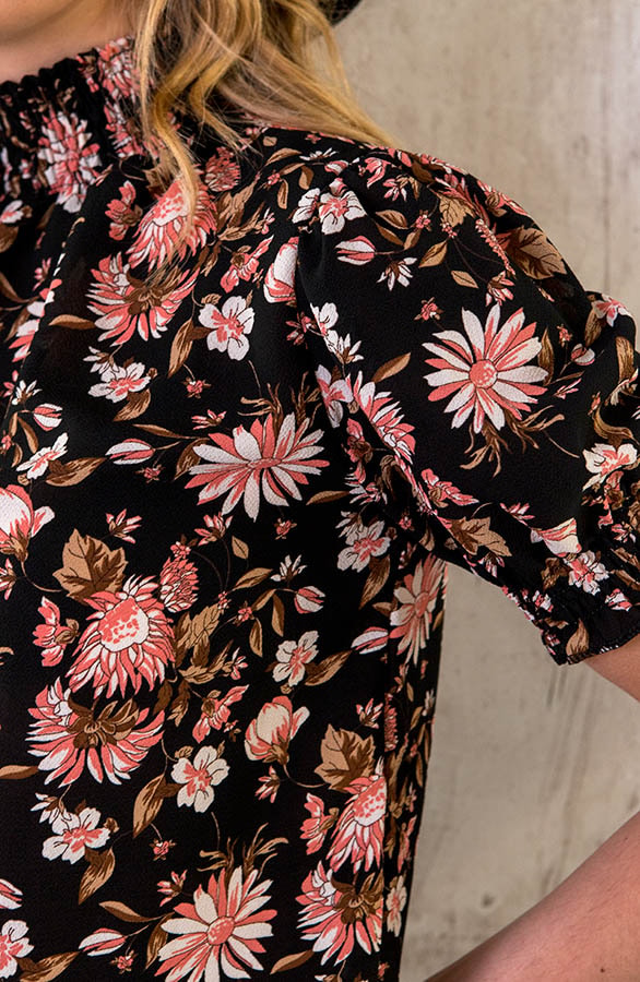 Col Top Bloemen Print Zwart – shoparchief, foto 7