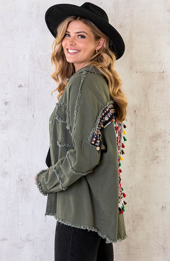 Embroidery Boho Jacket Army – shoparchief, foto 3