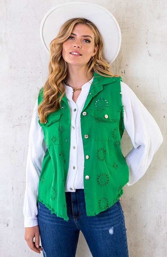 Embroidery Gilet Bright Green – shoparchief