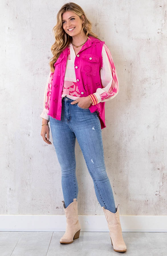 Embroidery Gilet Fuchsia – shoparchief, foto 7