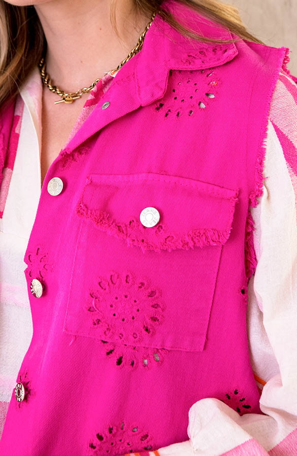 Embroidery Gilet Fuchsia – shoparchief, foto 8