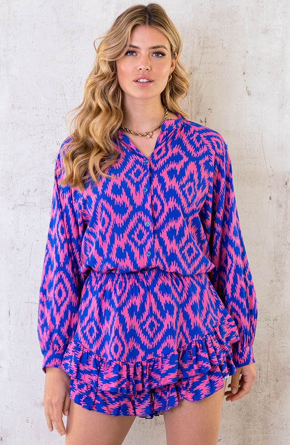 Laagjes Skort Print Kobalt Roze – shoparchief, foto 4
