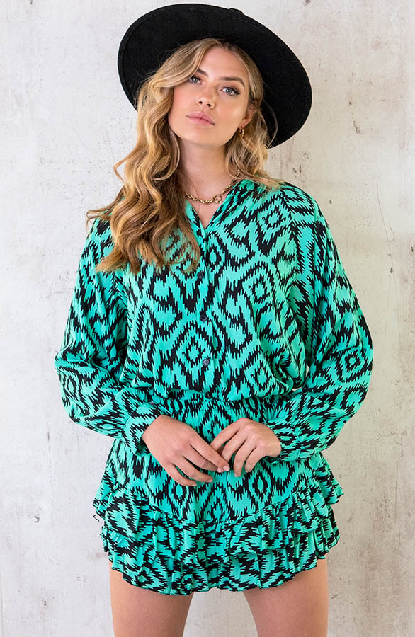 Laagjes Skort Print Mint – shoparchief, foto 5