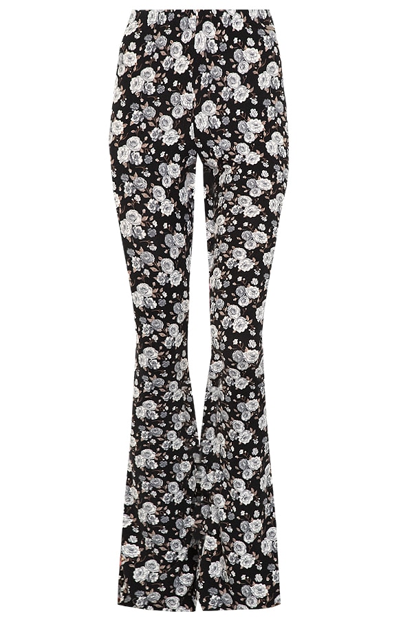 Flared Broek Bloemen Black – shoparchief