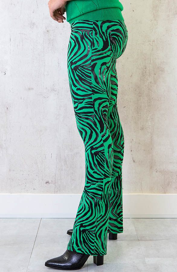 Flared Broek Zebraprint Bright Green – shoparchief, foto 2