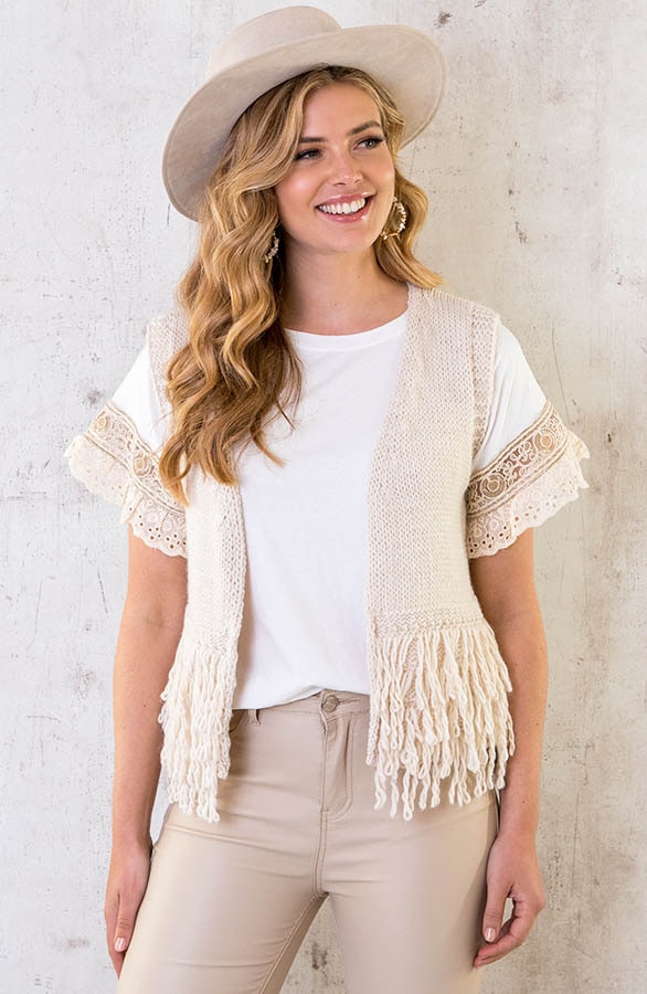Fringe Gilet Beige – shoparchief, foto 5
