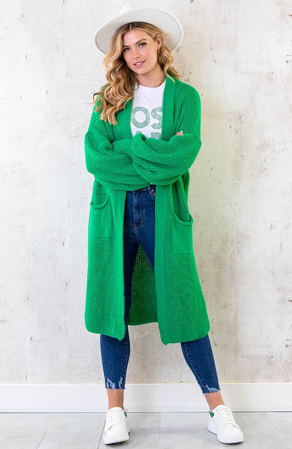 Gebreid Vest Met Zakken Bright Green – shoparchief, foto 3