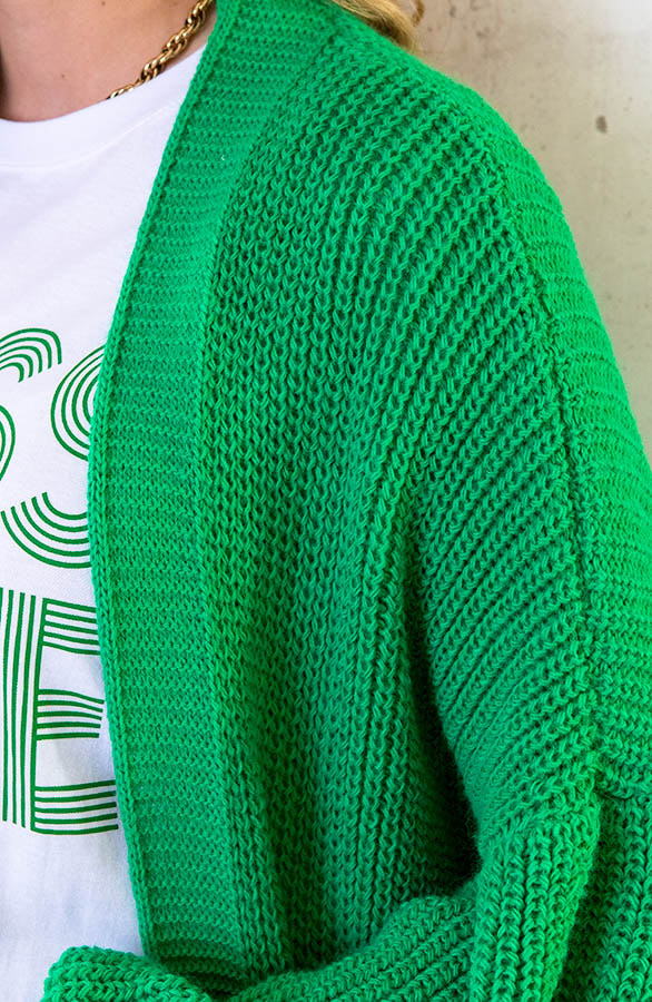 Gebreid Vest Met Zakken Bright Green – shoparchief, foto 5