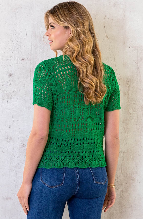 Gehaakte Top Met Optrekkoord Bright Green – shoparchief, foto 4