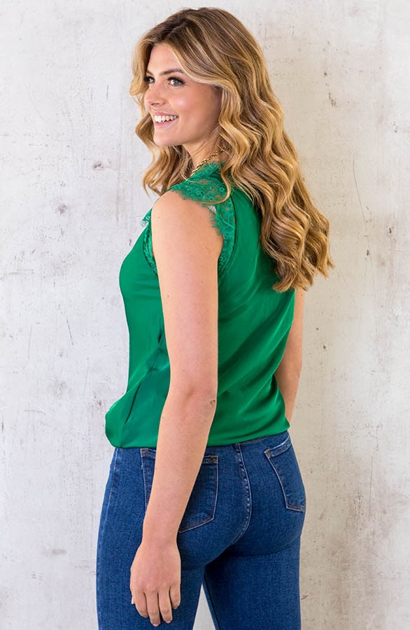 Kanten Silk Top Bright Green – shoparchief, foto 4