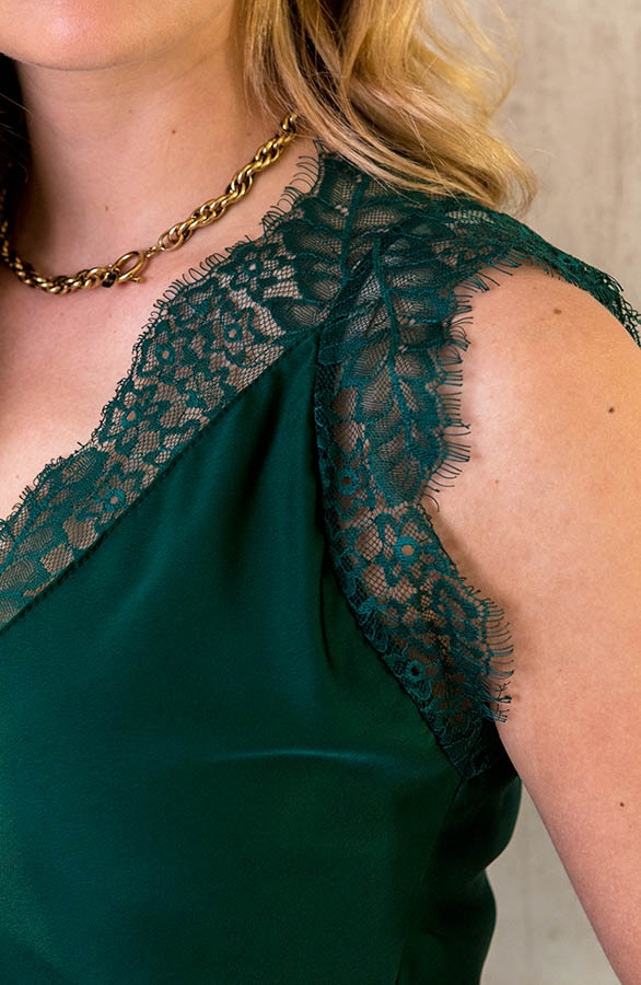 Kanten Silk Top Smaragd – shoparchief, foto 5