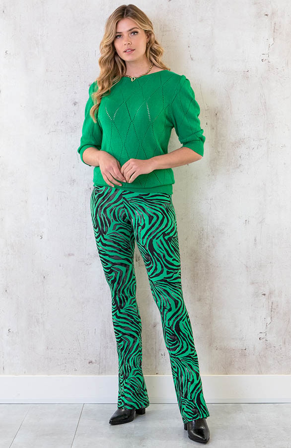 Knitted Pofmouwen Top Ruit Bright Green – shoparchief, foto 6