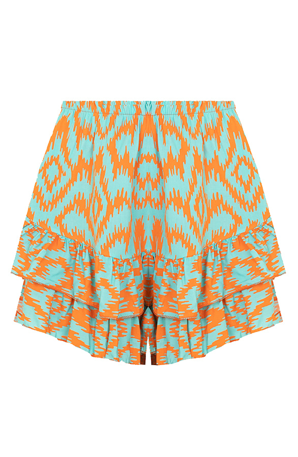 Laagjes Skort Print Mint Oranje – shoparchief