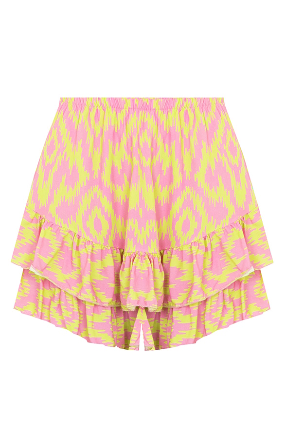 Laagjes Skort Print Roze Geel – shoparchief