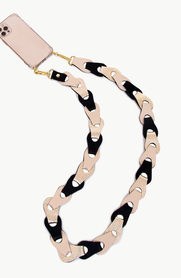 Leather Metallic Phone Strap Black – shoparchief