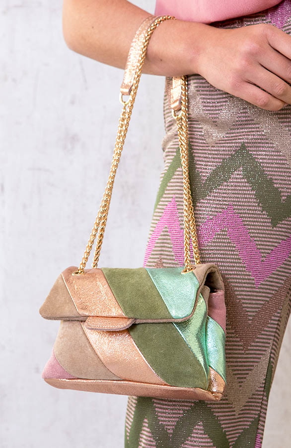 Leather Rainbow Chain Bag Army – shoparchief, foto 4