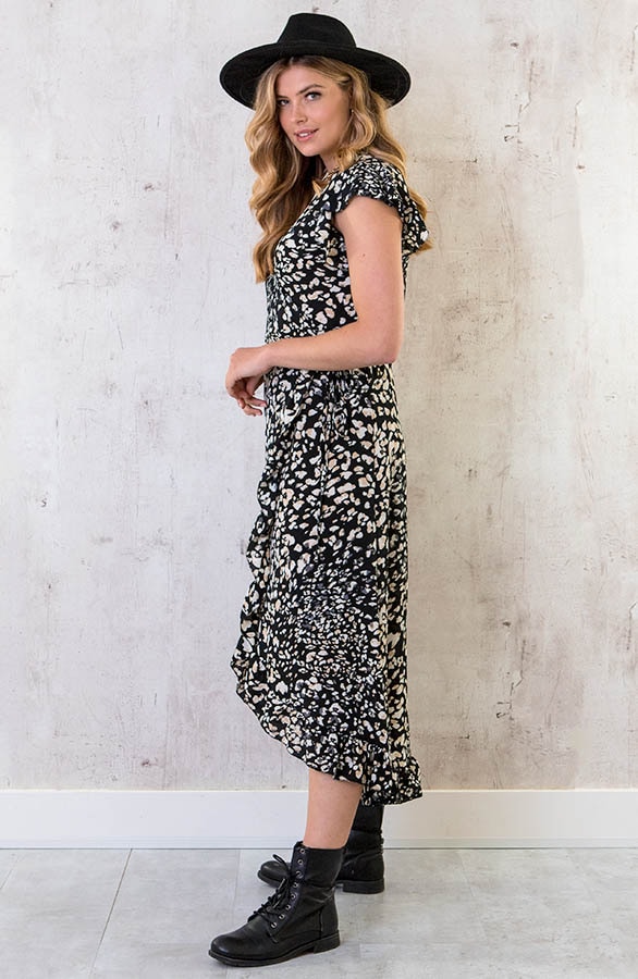Leopard Jurk Midi Zwart – shoparchief, foto 3