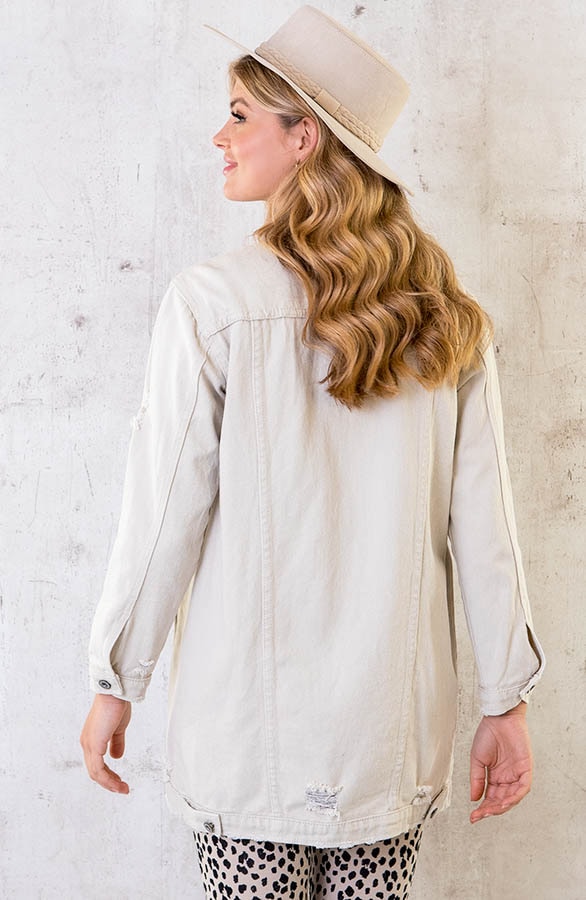 Long Denim Jacket Beige – shoparchief, foto 4