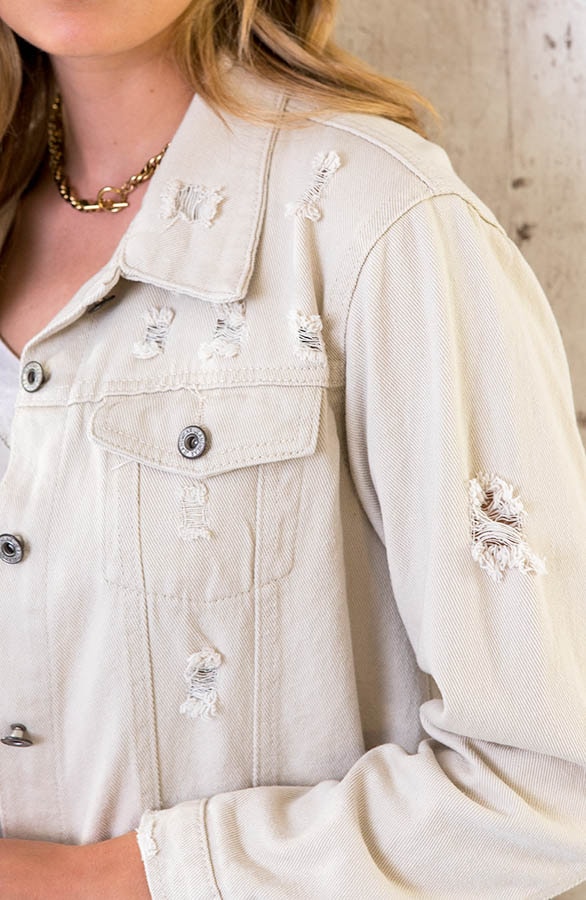 Long Denim Jacket Beige – shoparchief, foto 5