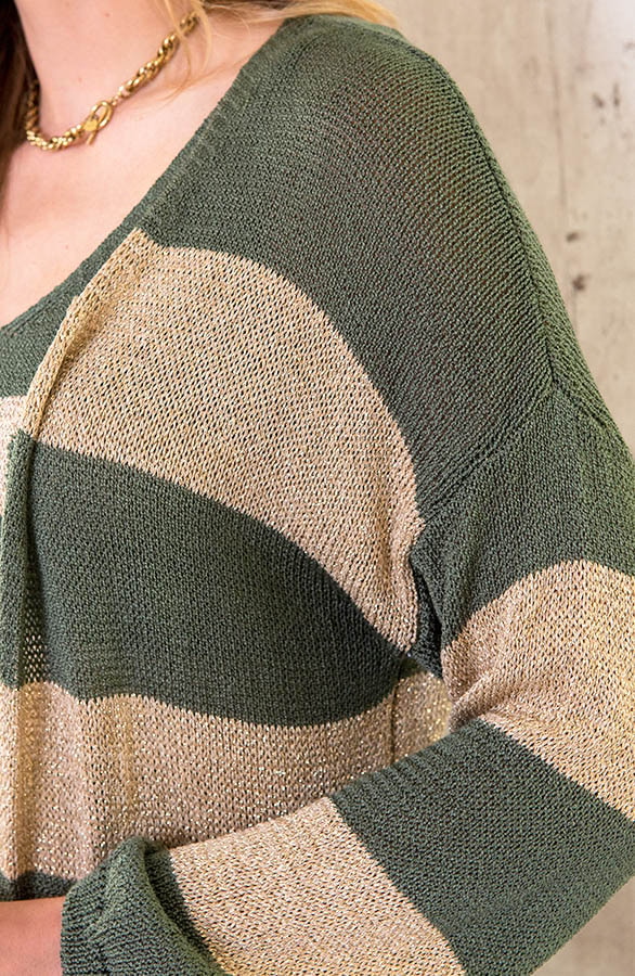 Lurex Cardigan Gestreept Goud Army – shoparchief, foto 5