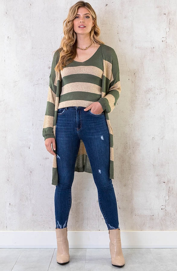 Lurex Cardigan Gestreept Goud Army – shoparchief, foto 2