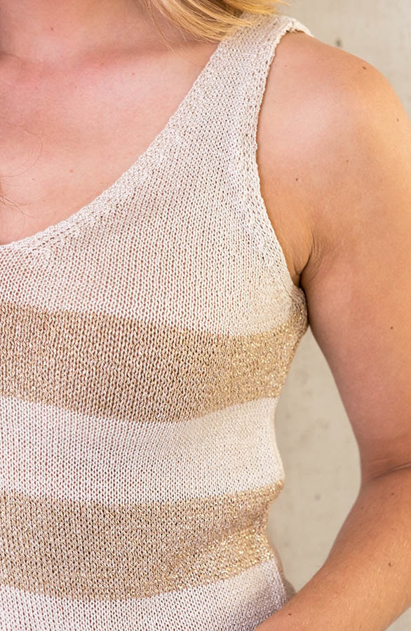 Lurex Top Gestreept Goud Beige – shoparchief, foto 5