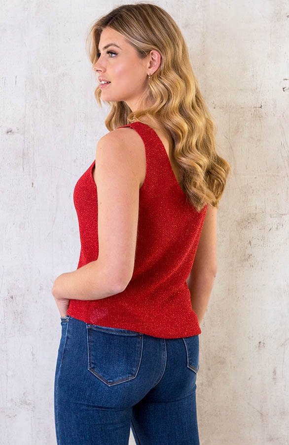 Lurex Top Loose Fit Rood – shoparchief, foto 4