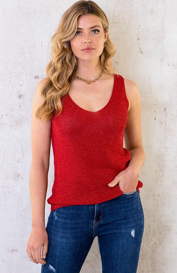 Lurex Top Loose Fit Rood – shoparchief