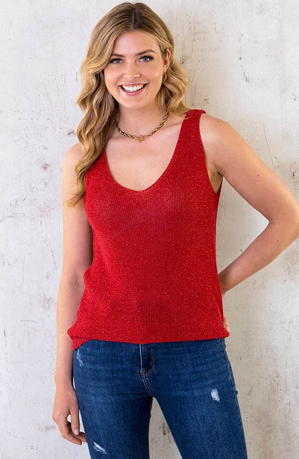 Lurex Top Loose Fit Rood – shoparchief, foto 2