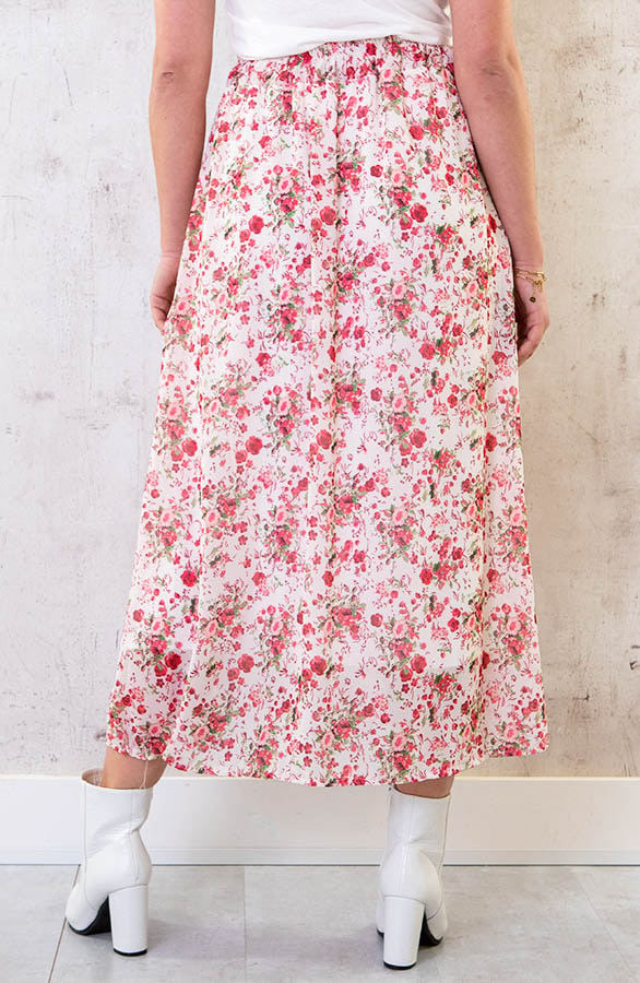 Midi Bloemen Split Rok Roze – shoparchief, foto 3