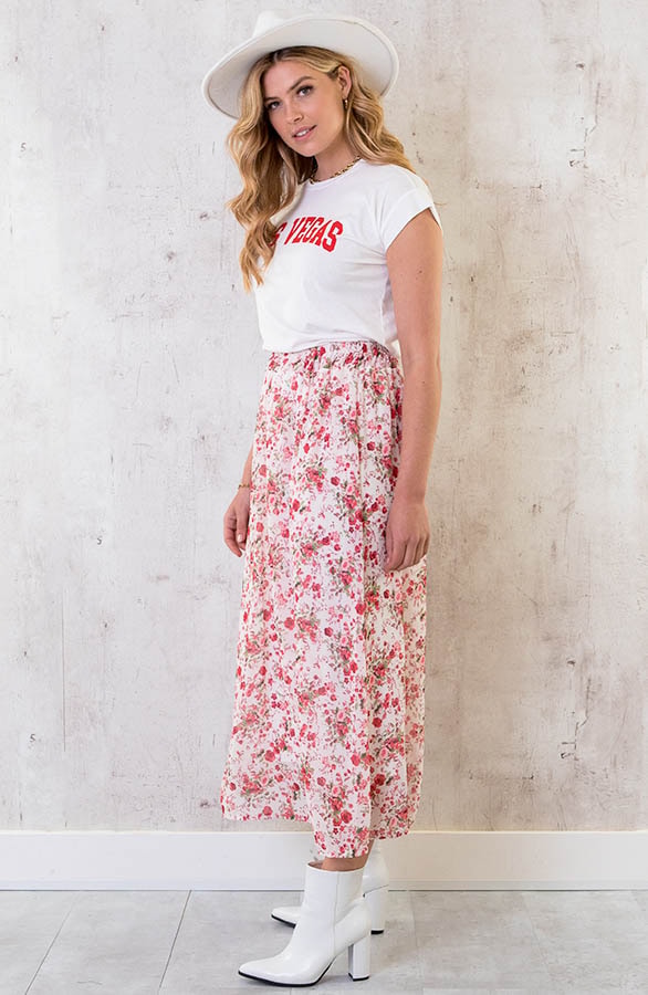 Midi Bloemen Split Rok Roze – shoparchief, foto 5