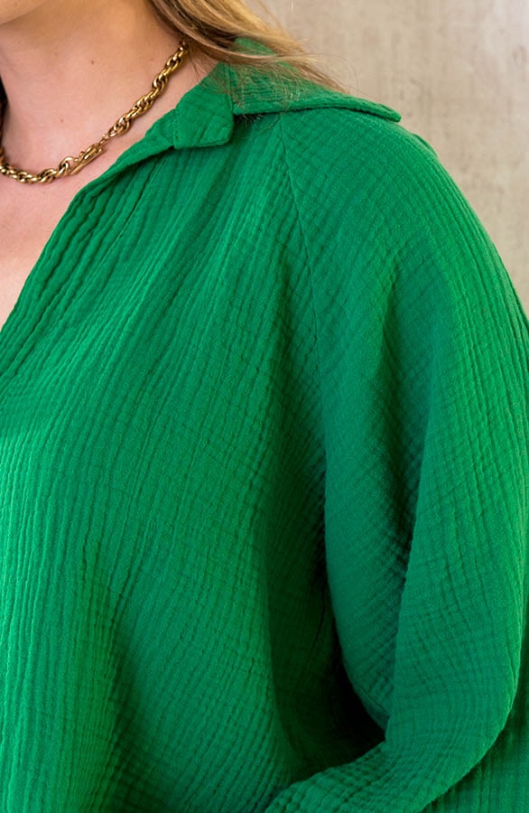 Mousseline Oversized Blouse Groen – shoparchief, foto 5