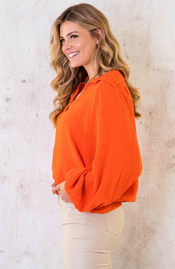 Mousseline Oversized Blouse Oranje – shoparchief, foto 3