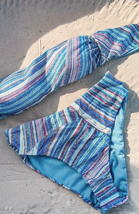 Lurex Strepen Bikini Blauw – shoparchief