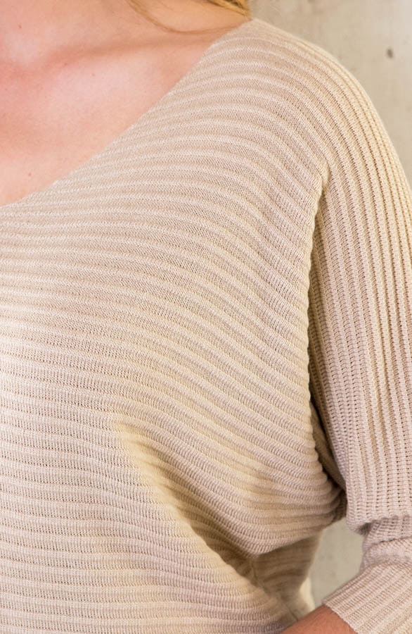 Oversized Basic Top Gestreept Patroon Beige – shoparchief, foto 6
