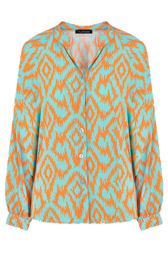 Oversized Blouse Print Mint Oranje – shoparchief