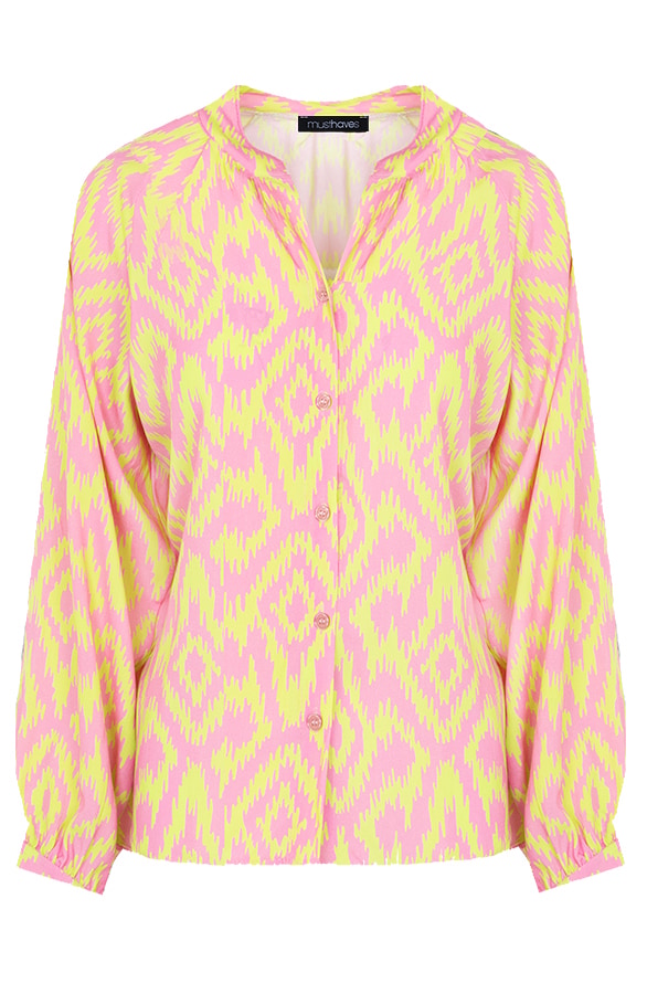 Oversized Blouse Print Roze Geel – shoparchief