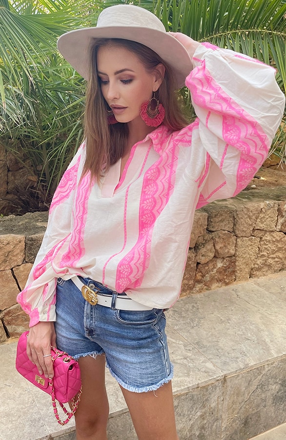 Oversized Kelim Blouse Fuchsia – shoparchief, foto 2