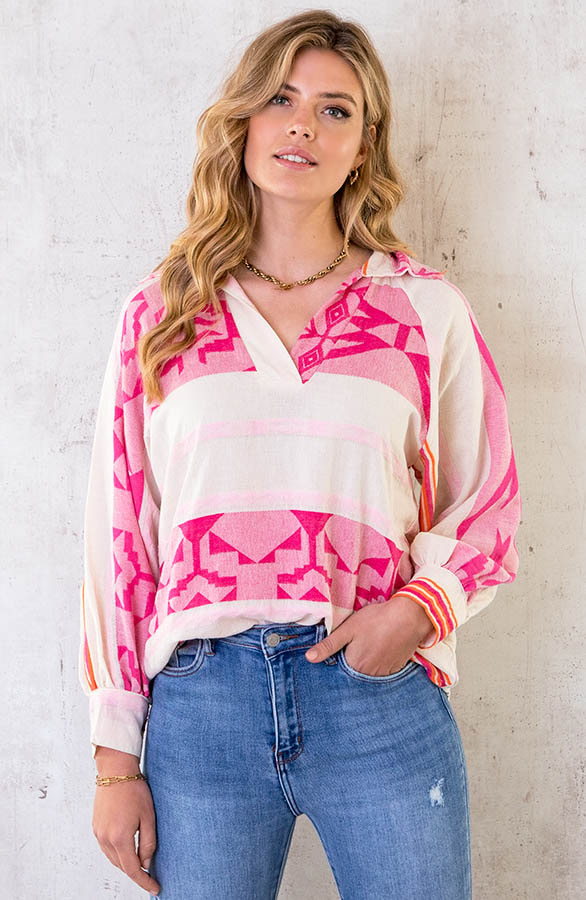 Oversized Kelim Blouse Pink – shoparchief