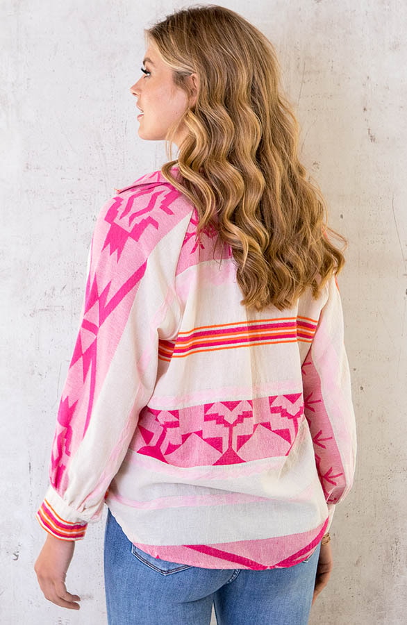 Oversized Kelim Blouse Pink – shoparchief, foto 4