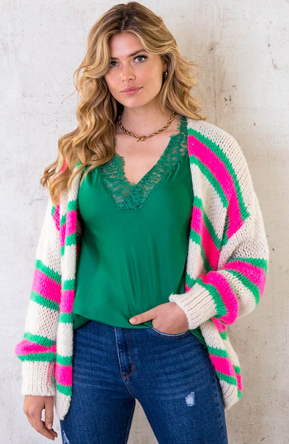Kanten Silk Top Bright Green – shoparchief, foto 6
