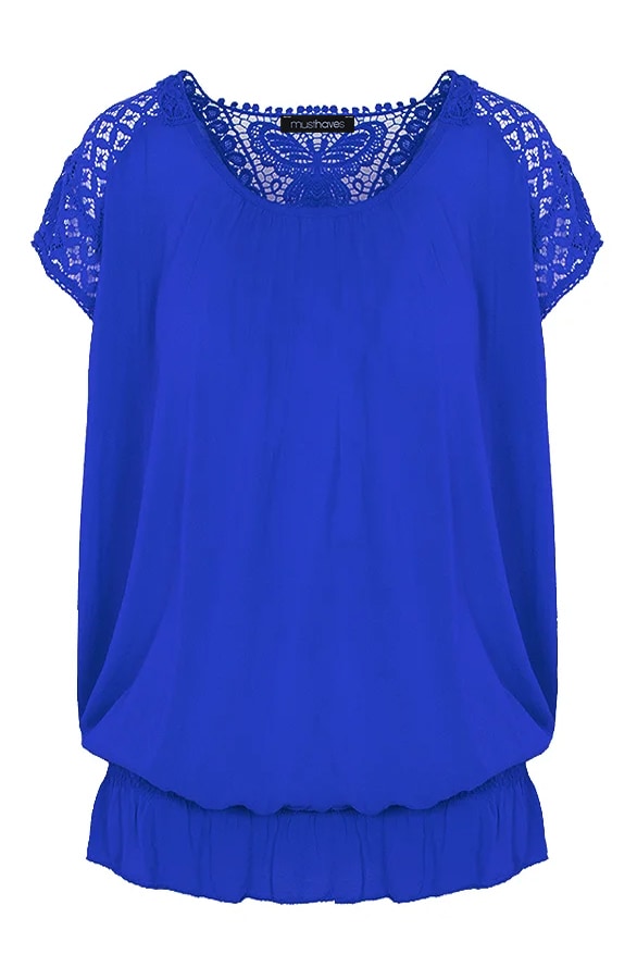 Oversized Top Met Kant Kobalt – shoparchief